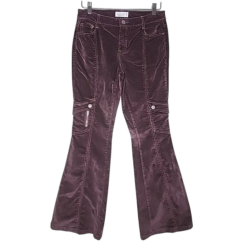 Vanilla Star Flare Leg Corduroy Pants 27/6 Brown Pockets 70s Hippie Boho Stretch